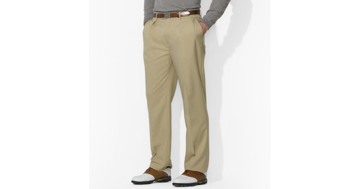 Polo ralph lauren Fairway Pleated Tech Pants in Natural for Men | Lyst