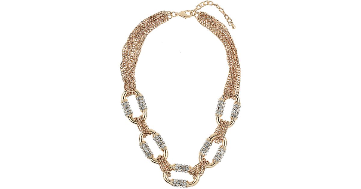 Lyst - Topshop Rhinestone Chain Link Necklace in Metallic