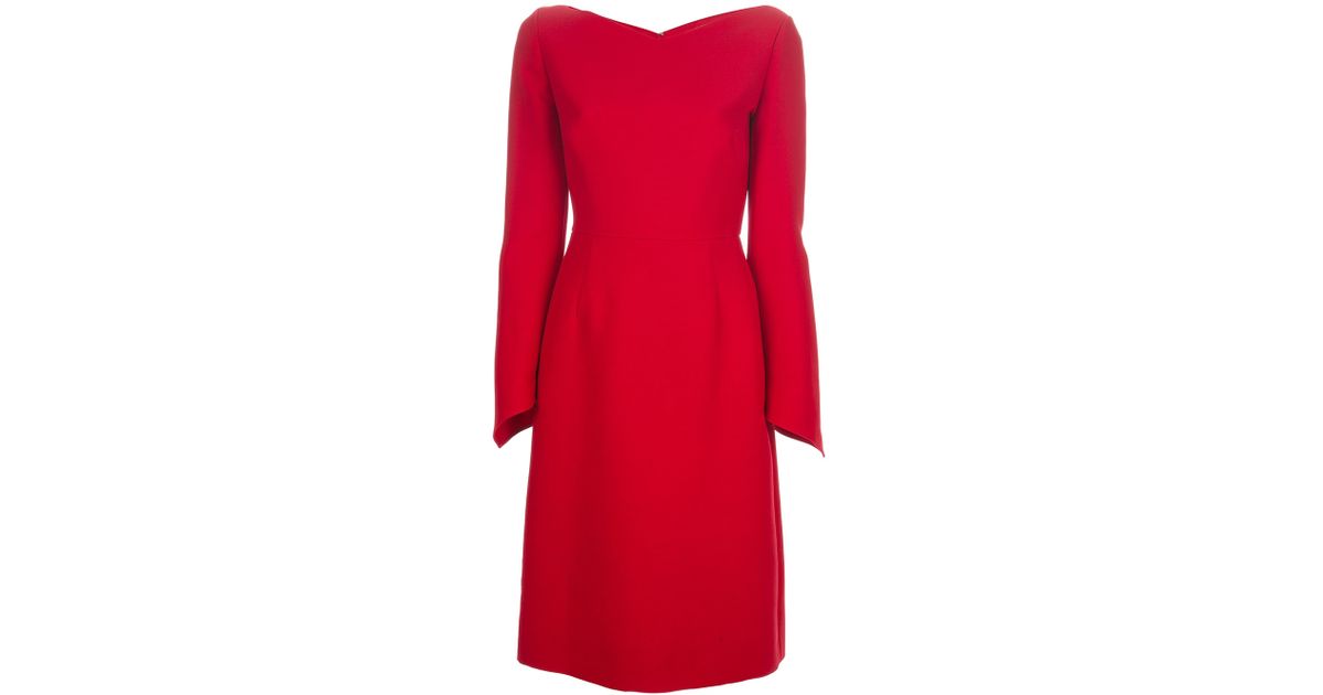 Lyst - Valentino Fitted Dress in Red