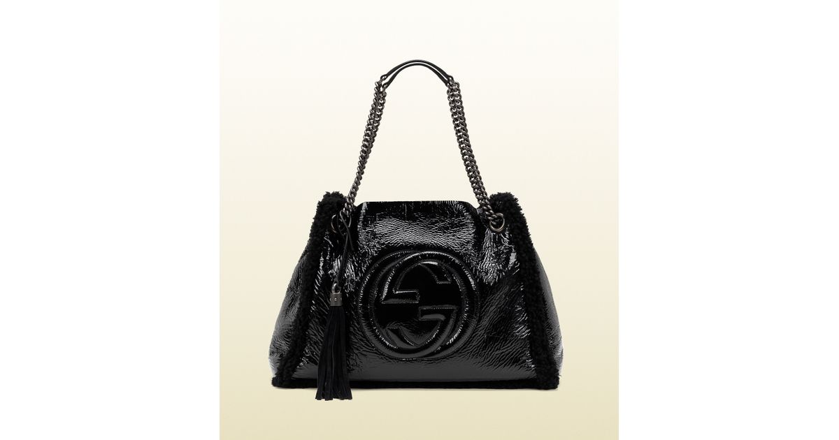 gucci soho patent leather shoulder bag