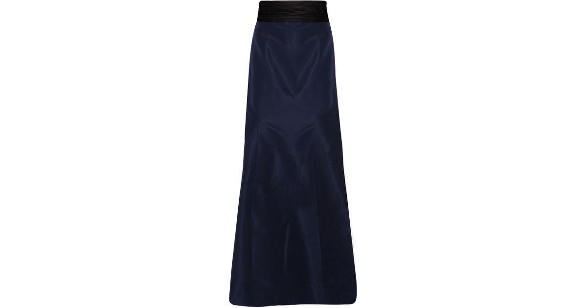 Carolina herrera Navy Fishtail Skirt in Blue | Lyst