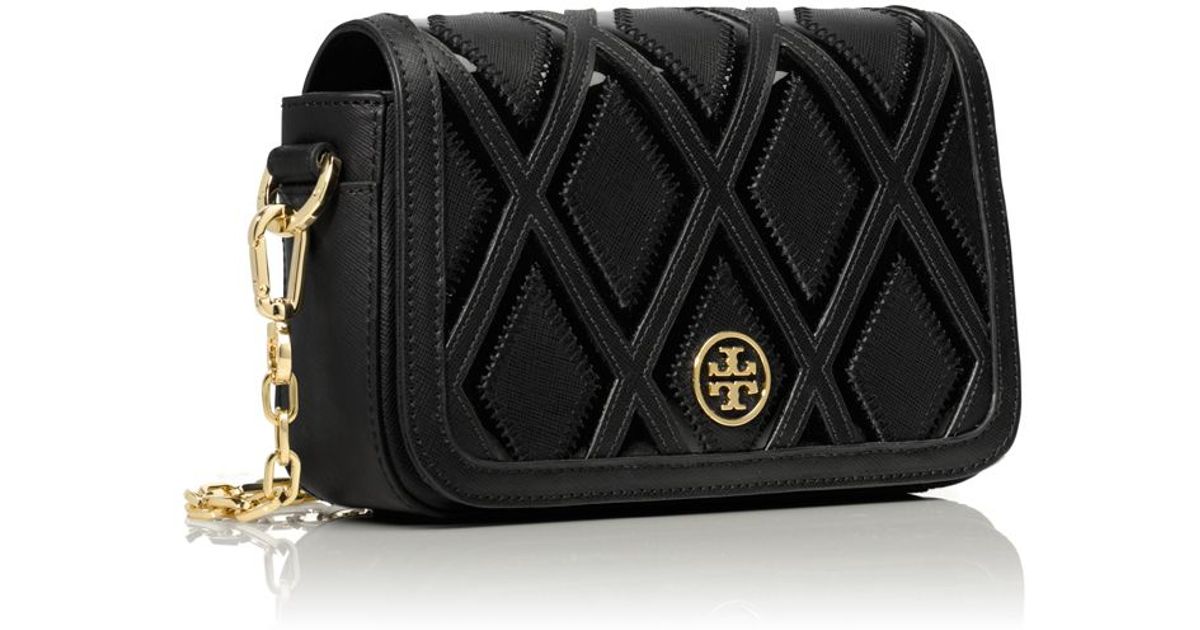 Lyst Tory Burch Robinson Patchwork Chain Mini Bag In Black