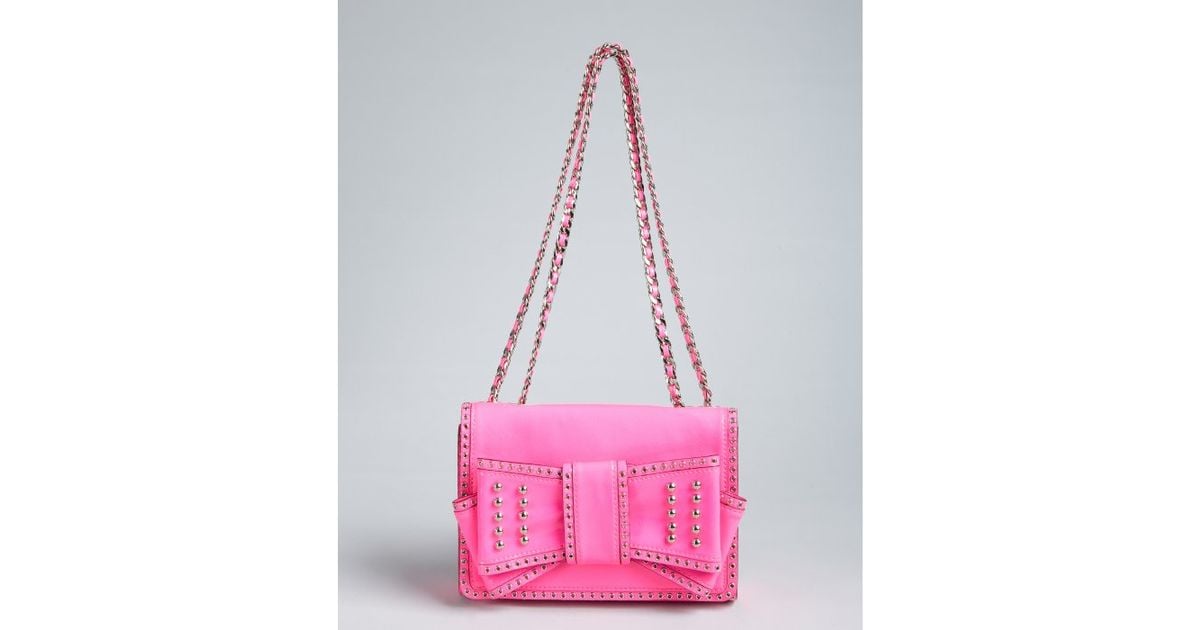 Lyst Rebecca Minkoff Hot Pink Patent Leather Studded Bow Sweetie Lyst Rebecca Minkoff Hot Pink Patent Leather Studded Bow Sweetie Shoulder Bag In