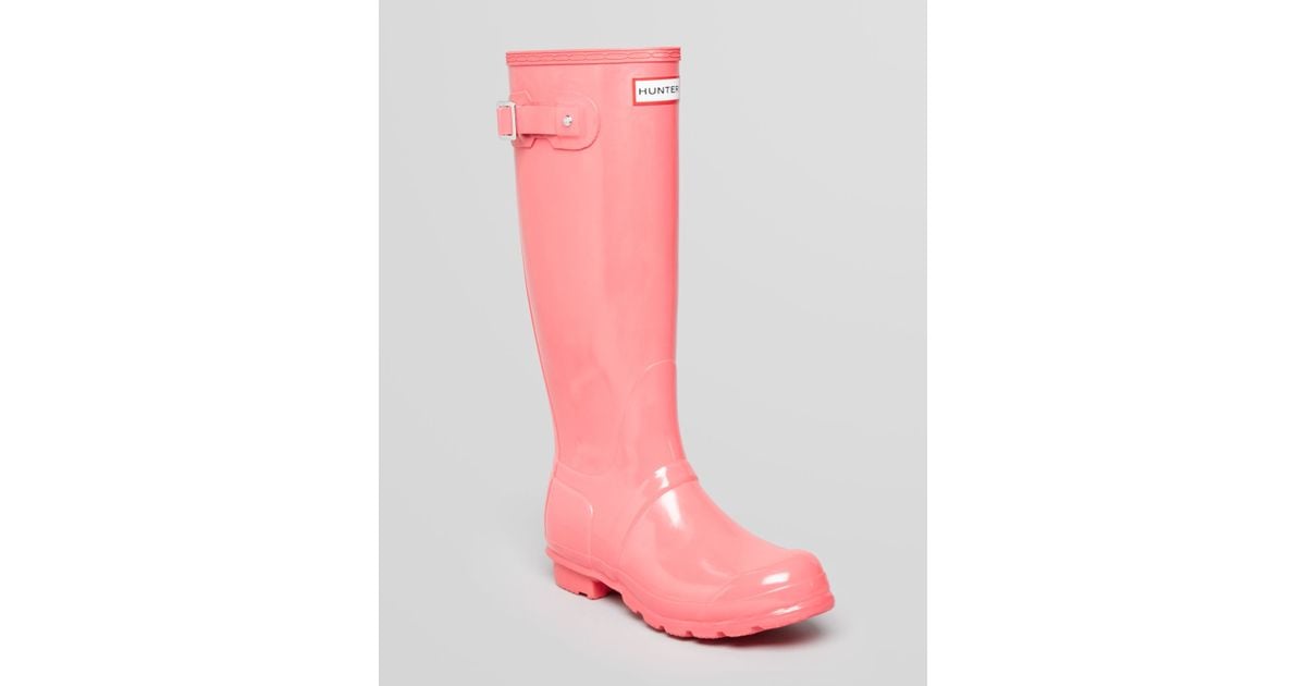 tall pink hunter rain boots