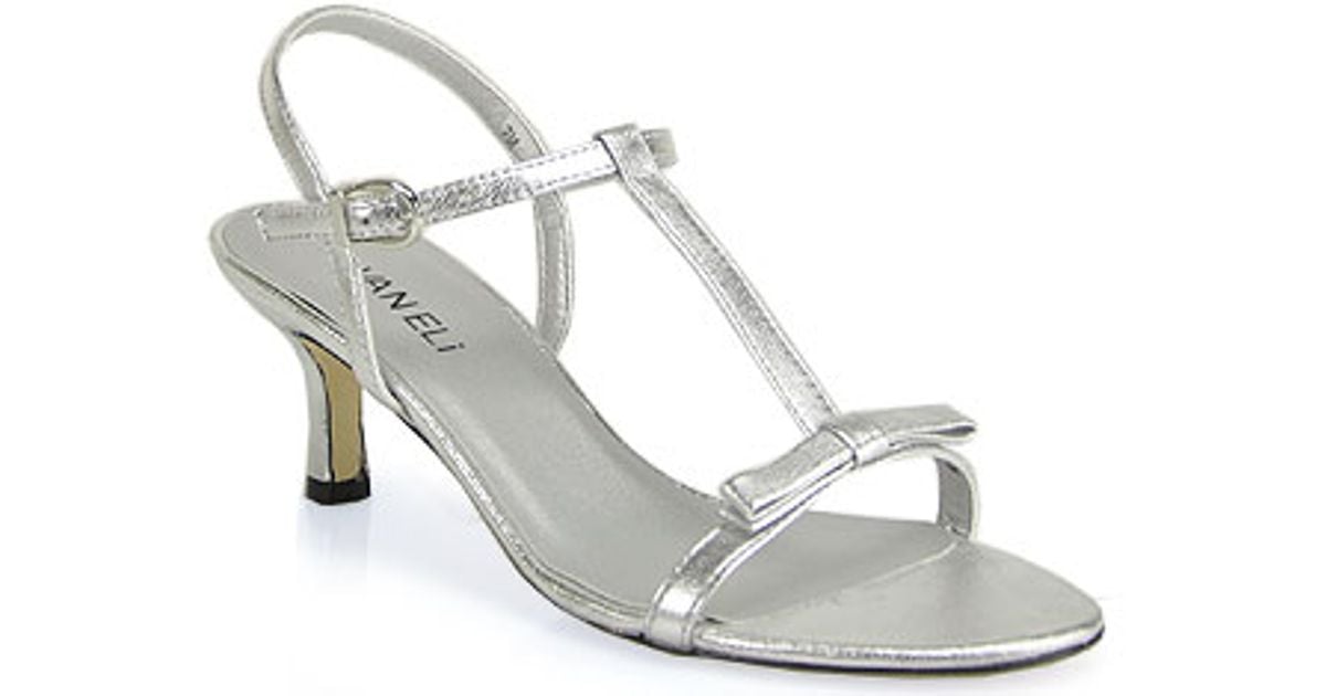 Vaneli Marielda Strappy Kitten Heel Sandal in Silver in Metallic | Lyst