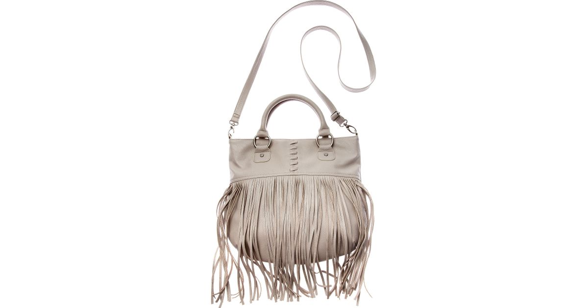 Lyst American Rag Jillie Fringe Satchel In Gray