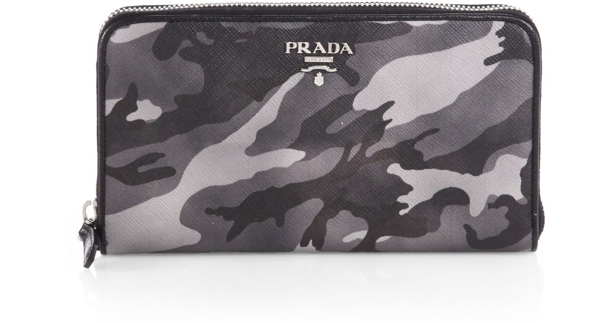 Prada Saffiano Bouquet Ziparound Continental Wallet in Beige ...  