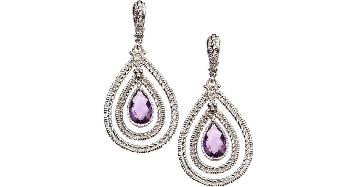 Lyst Judith Ripka Marina Large Amethyst Earrings In Metallic