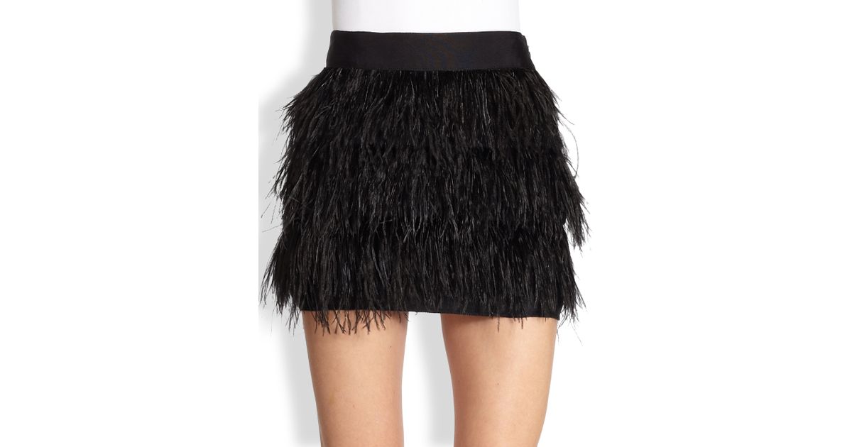 Lyst - Milly Feather and Silk Organza Mini Skirt in Black