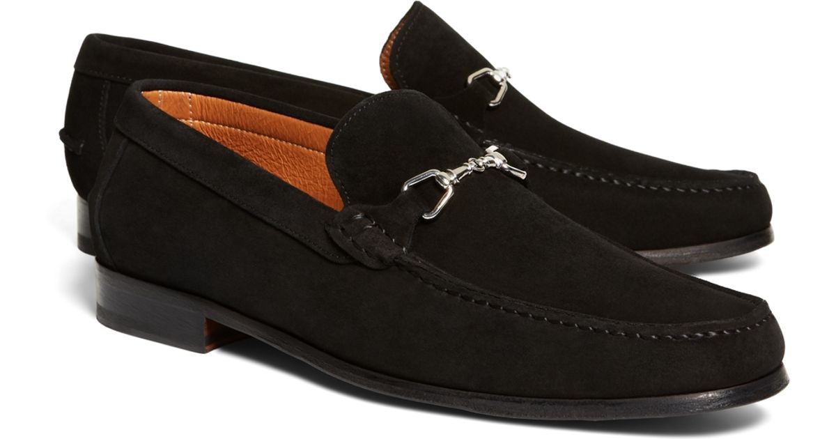 Brooks brothers Suede Buckle Loafers in Black for Men | Lyst