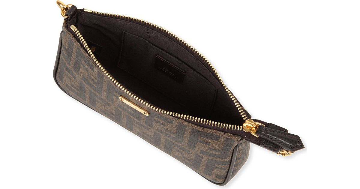 Fendi Zucca Small Pouch Bag In Brown Lyst