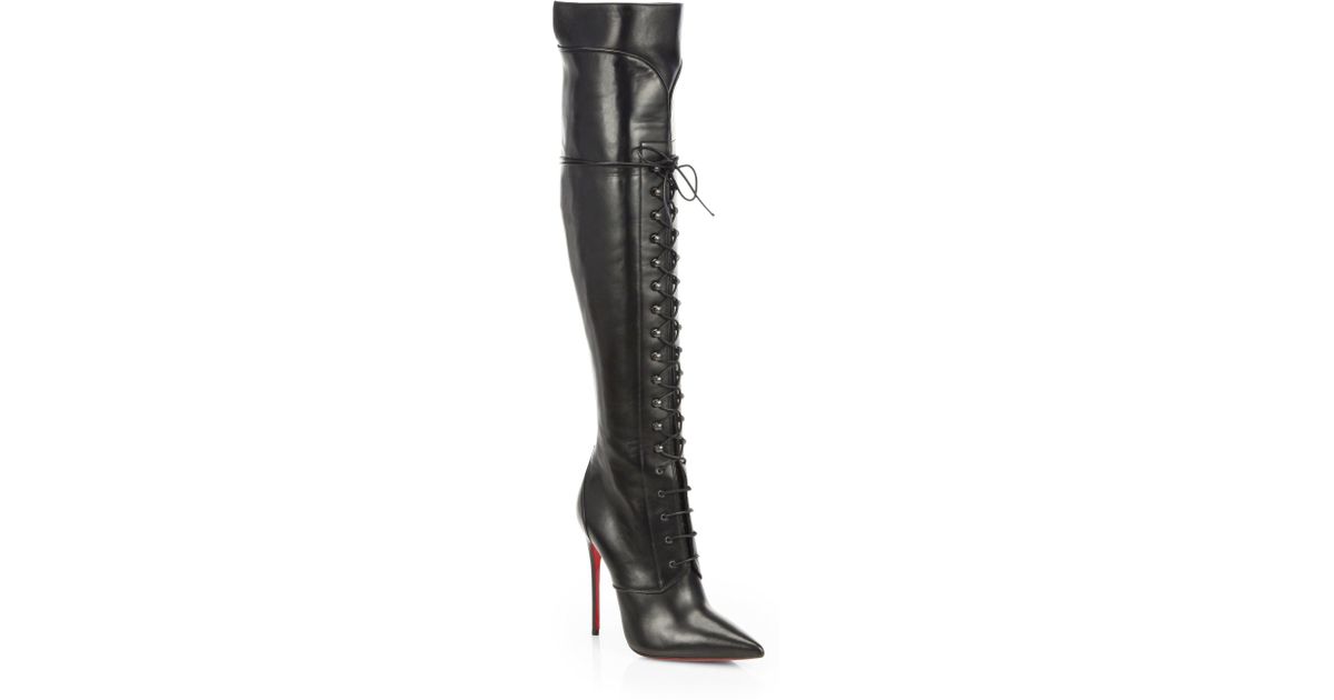 fake christian louboutin shoes for sale - Christian louboutin Mado Leather Lace-up Over the knee Boots in ...