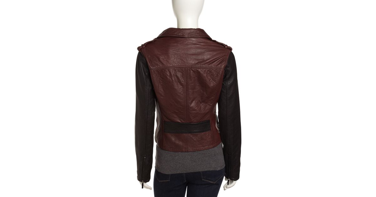 Laundry By Si Segal Twotone Wrapfront Leather Jacket Laundry By Si Segal Twotone Wrapfront Leather Jacket Blackoxblood In Black Lyst
