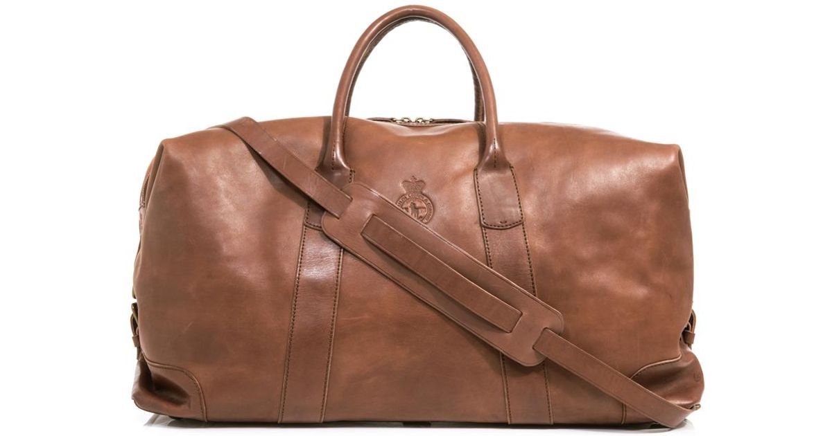 Lyst Polo Ralph Lauren Leather Weekender Bag In Brown For Men