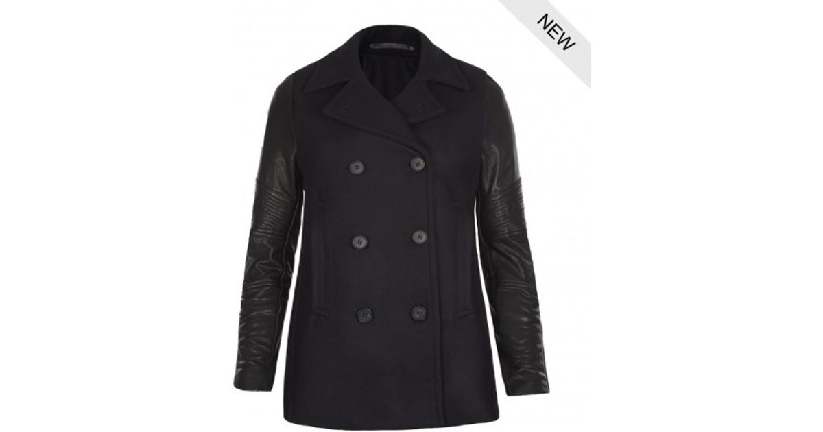 lyst allsaints zaskia pea coat in blue lyst allsaints zaskia pea coat in blue