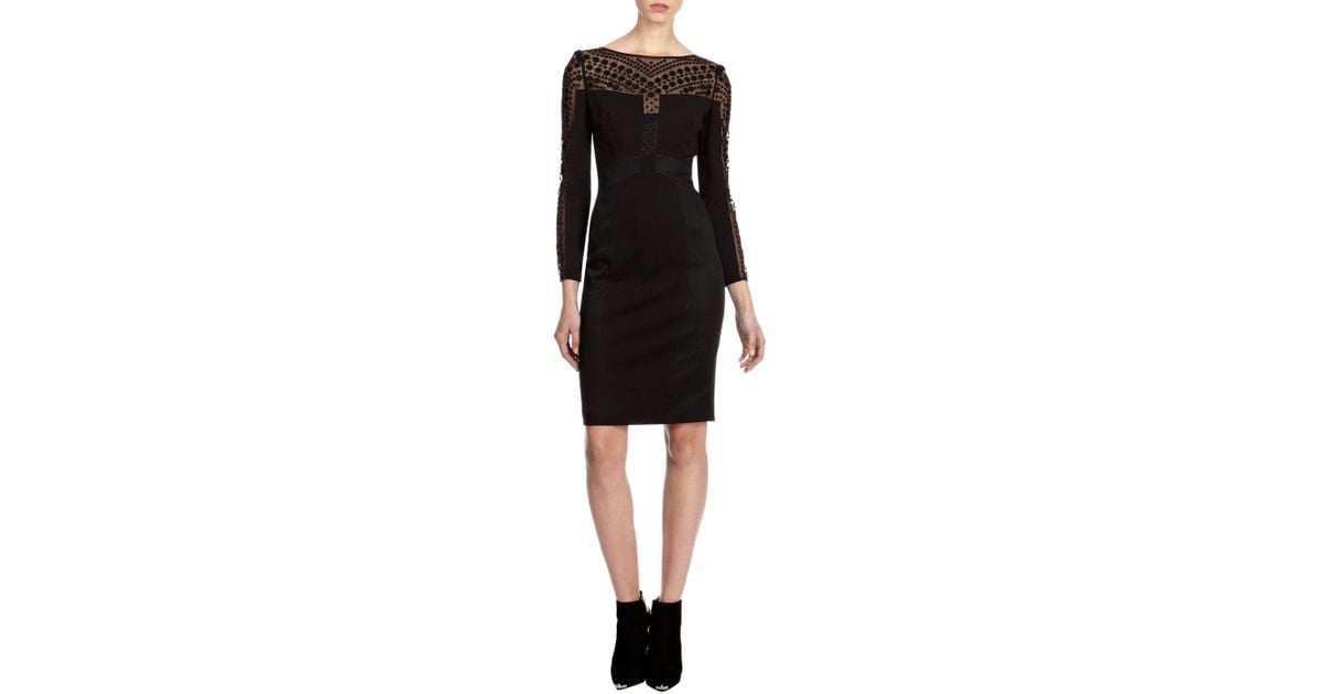 Lyst - Karen Millen Polka Dot Embroidery Dress in Black
