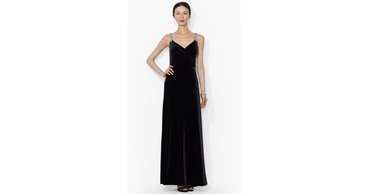 Lyst Lauren By Ralph Lauren Velvet Evening Gown In Black