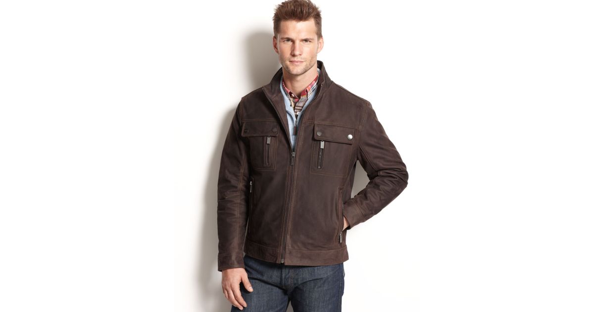 Michael Kors Lowell Four Pocket Leather Moto Jacket In Brown For Michael Kors Lowell Four Pocket Leather Moto Jacket In Brown For Men Lyst