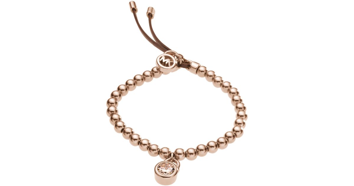 Lyst Michael Kors Bead Stretch Bracelet Rose Golden In Pink