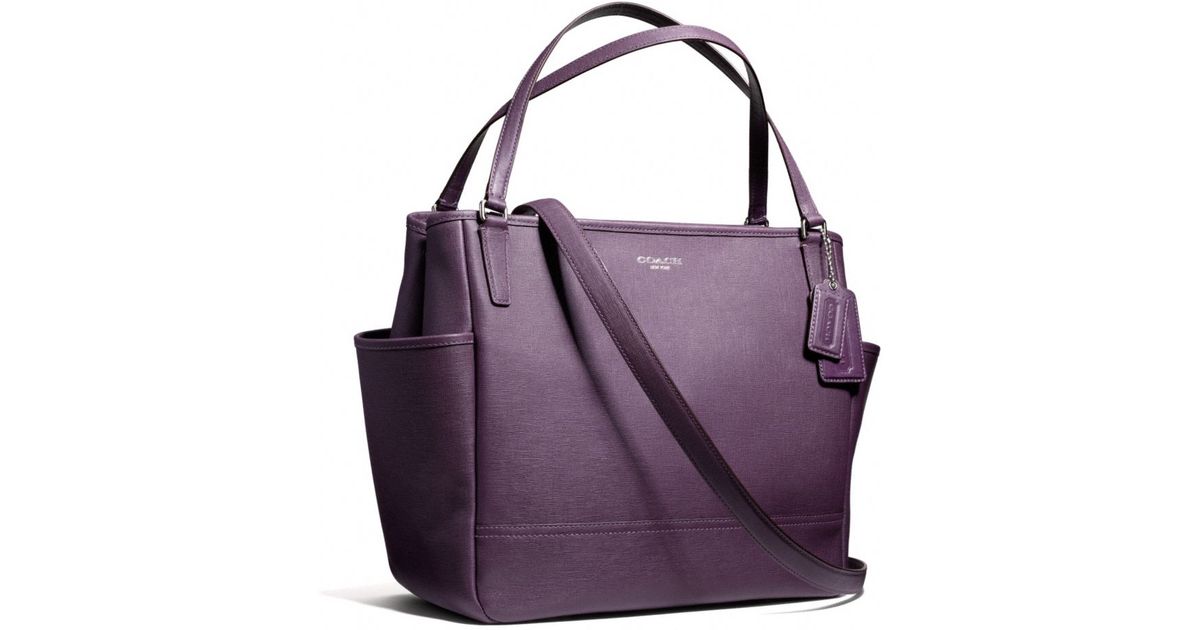 Lyst Coach Baby Bag Tote In Saffiano Leather Purple