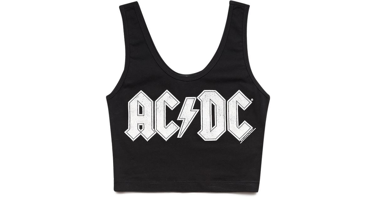Lyst - Forever 21 Ac/Dc Crop Top in Black