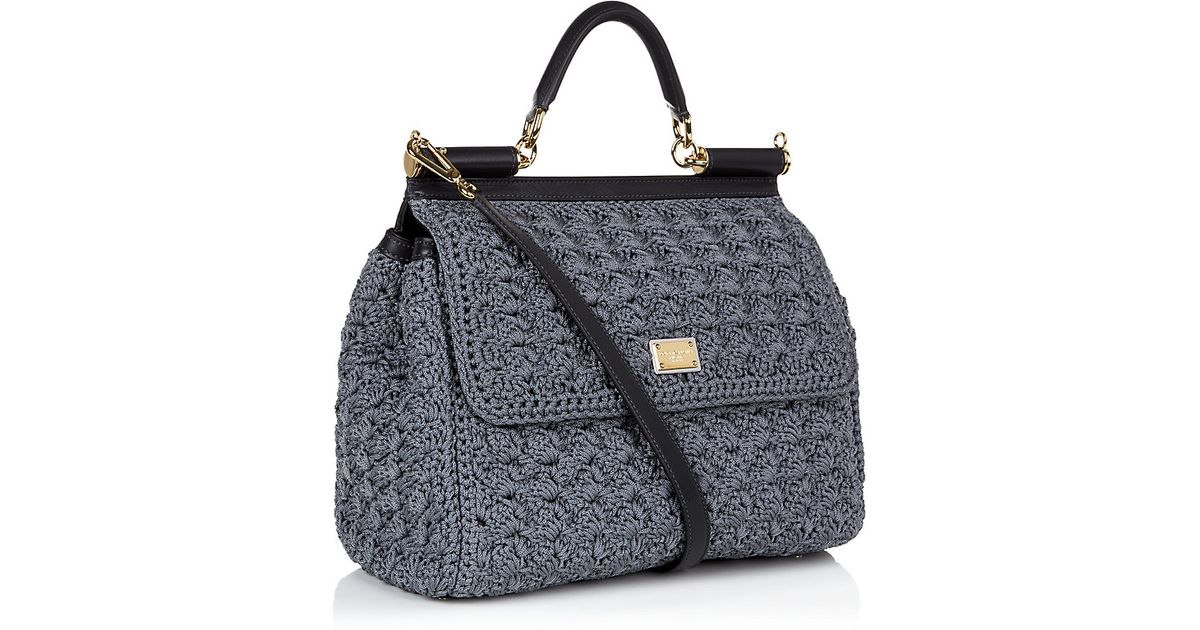 Dolce Gabbana Miss Sicily Classic Crochet Bag In Gray Lyst