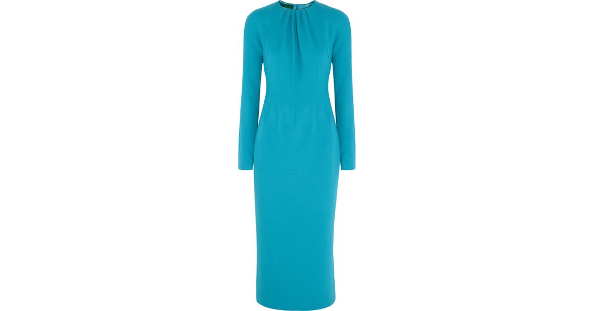 Lyst - Emilia Wickstead Darcy Woolcrepe Dress in Blue