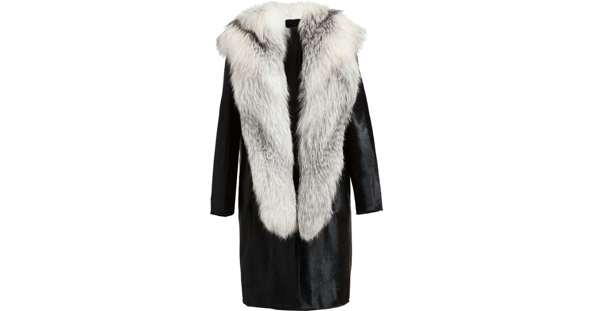 Revillon Fox Mink and Calf Hair Coat in Black Lyst