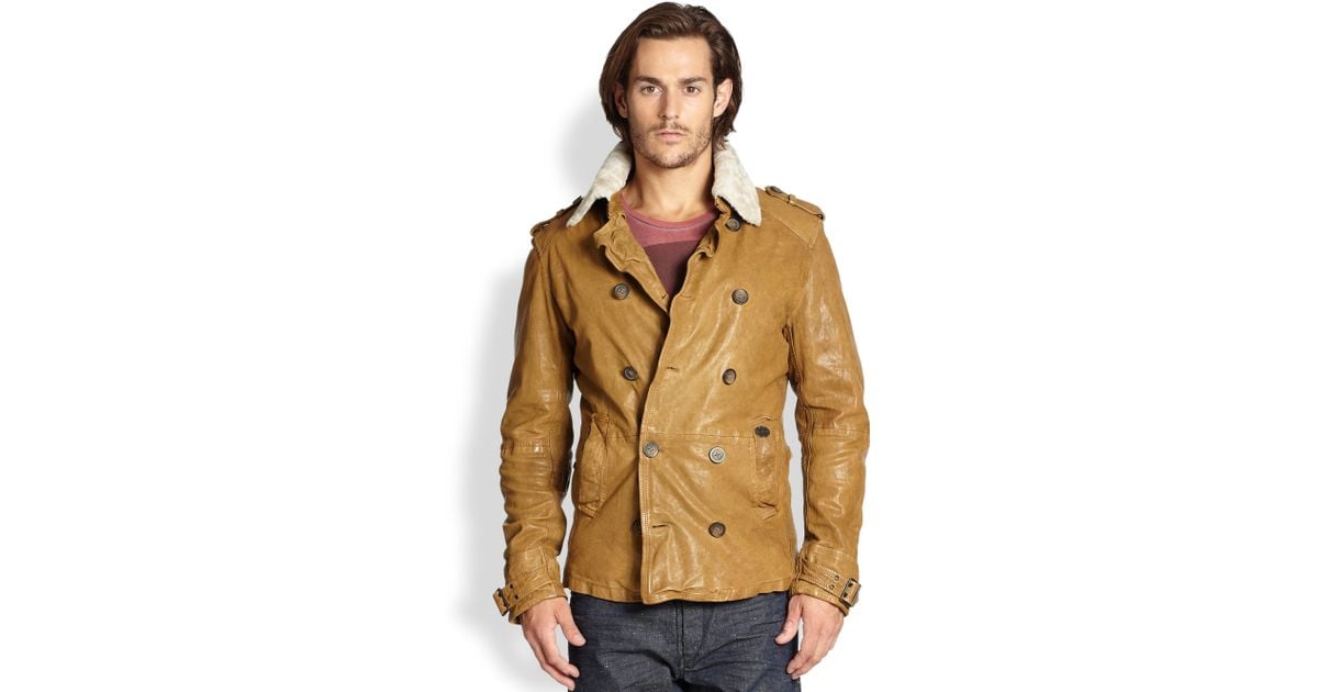 men peacoat with fur collar