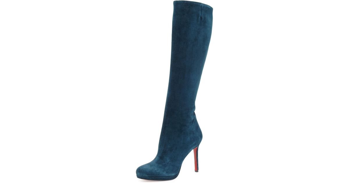 louis vuitton red bottom shoes for men - Christian louboutin Botalili Suede Platform Red Sole Boots in Blue ...