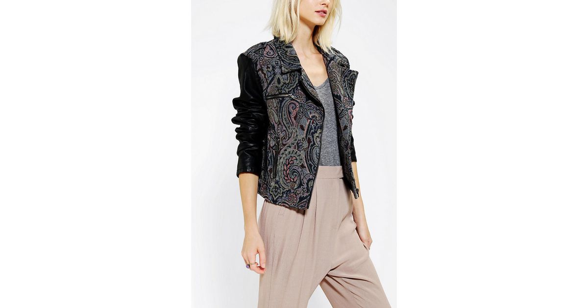 Lyst Urban Outfitters Ecote Tapestry Mix Moto Jacket in Gray
