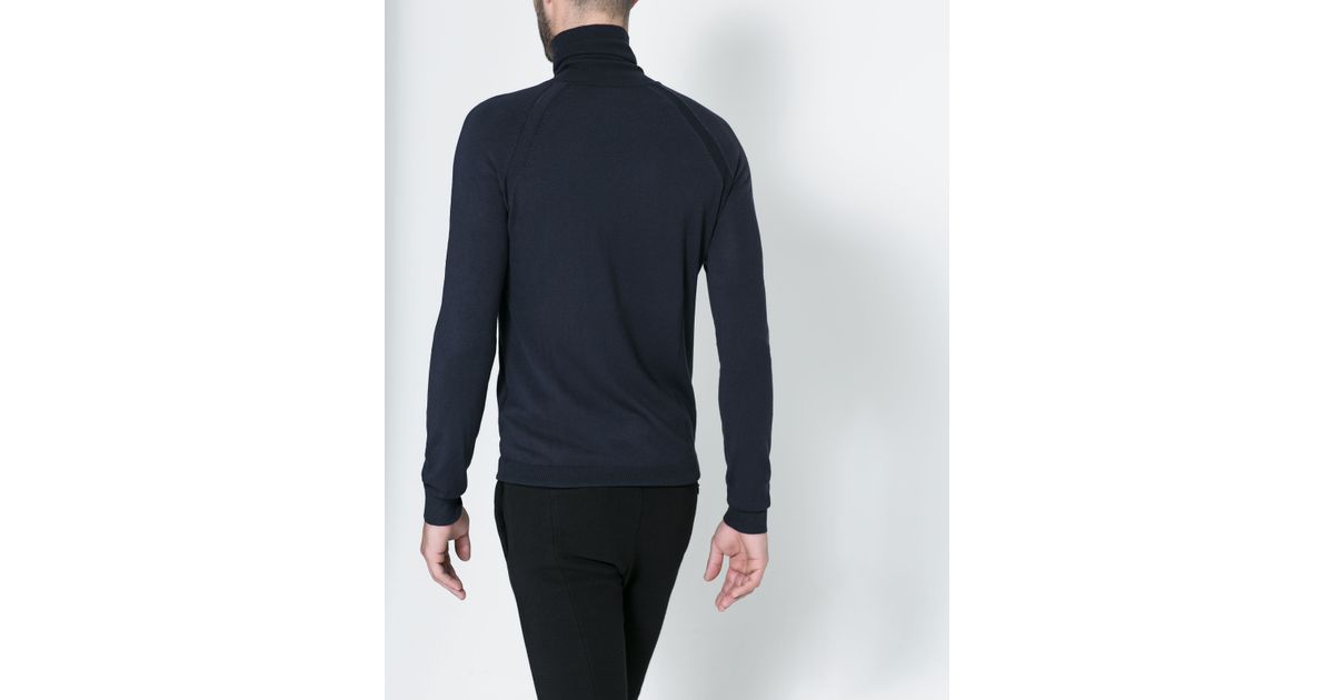 Zara Viscose Turtleneck Sweater in Blue for Men | Lyst
