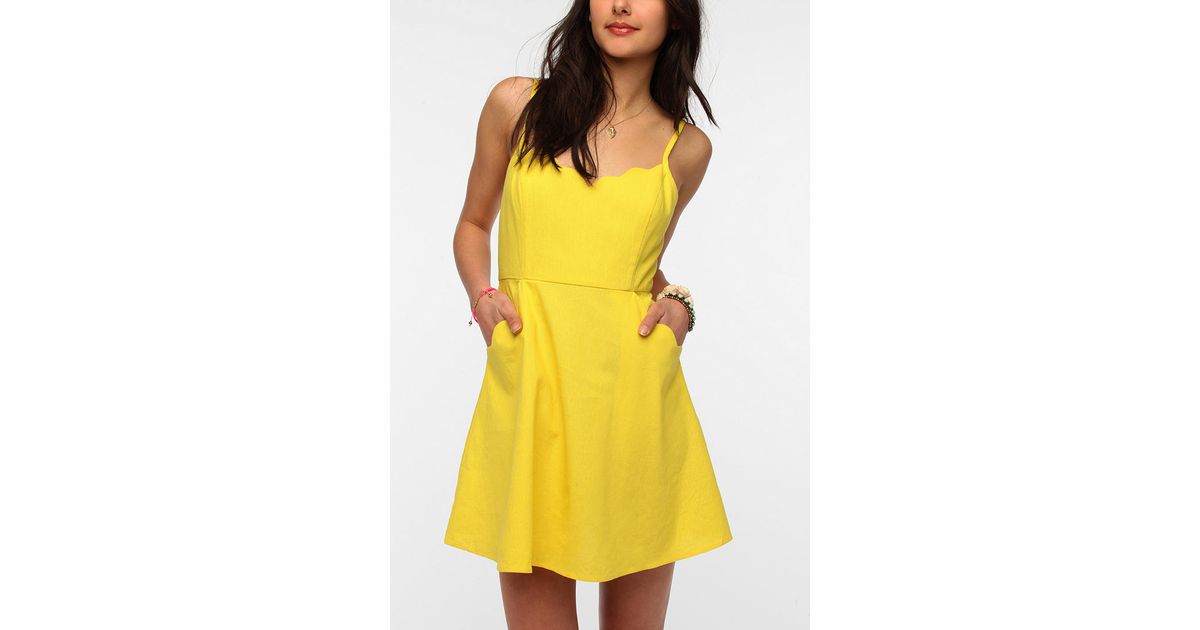 urban outfitters yellow wrap dress