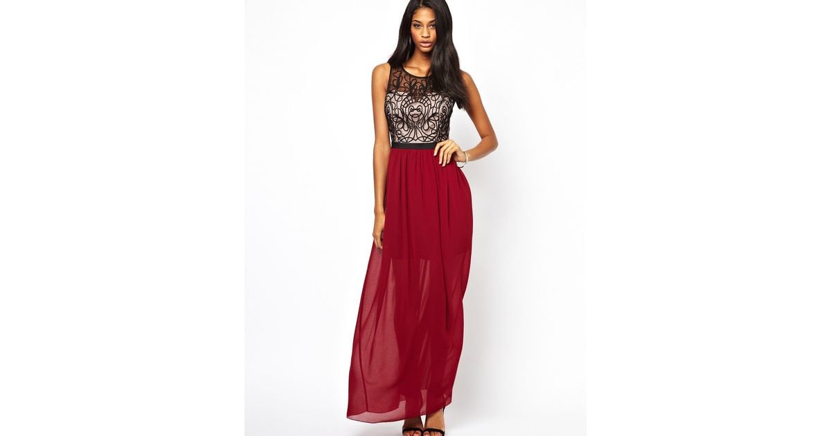 Red Chiffon Maxi Dress