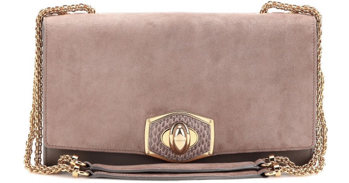 Lyst Nina Ricci Margot Suede Shoulder Bag In Natural