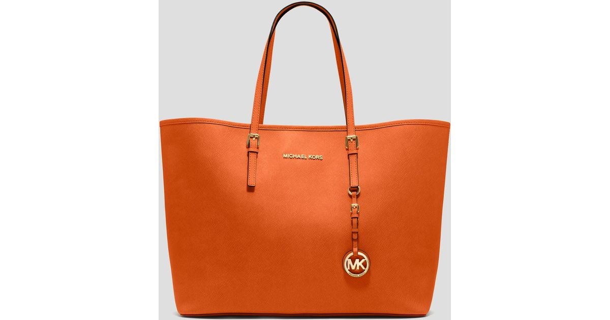 Lyst - Michael Michael Kors Tote Jet Set Travel Medium in Orange