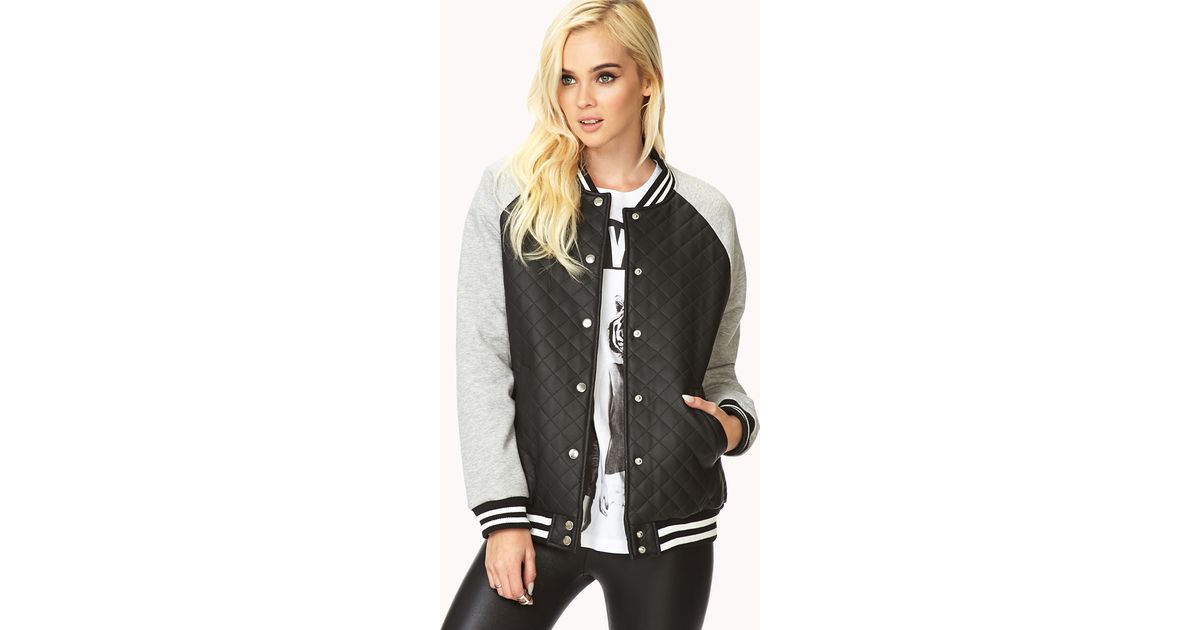 Lyst Forever 21 Prep School Varsity Jacket in Black