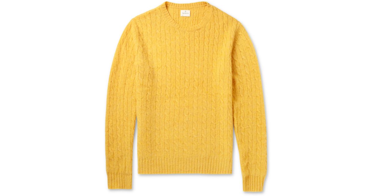 Hartford Cable Knit Shetland Wool Sweater in Yellow for Men | Lyst