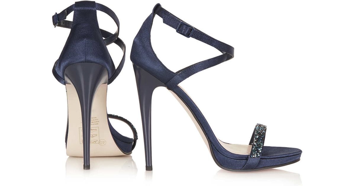 topshop navy blue razzle glitter sandals product 4 14452121 430186269