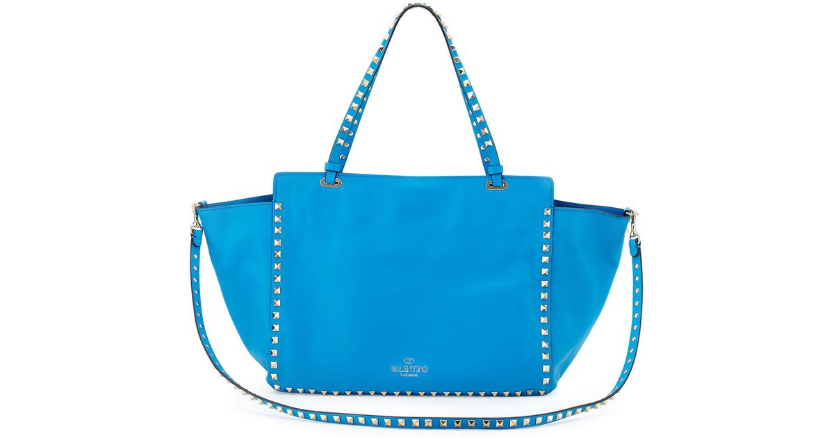 Valentino Rockstud Medium Tote Bag Blue in Blue | Lyst