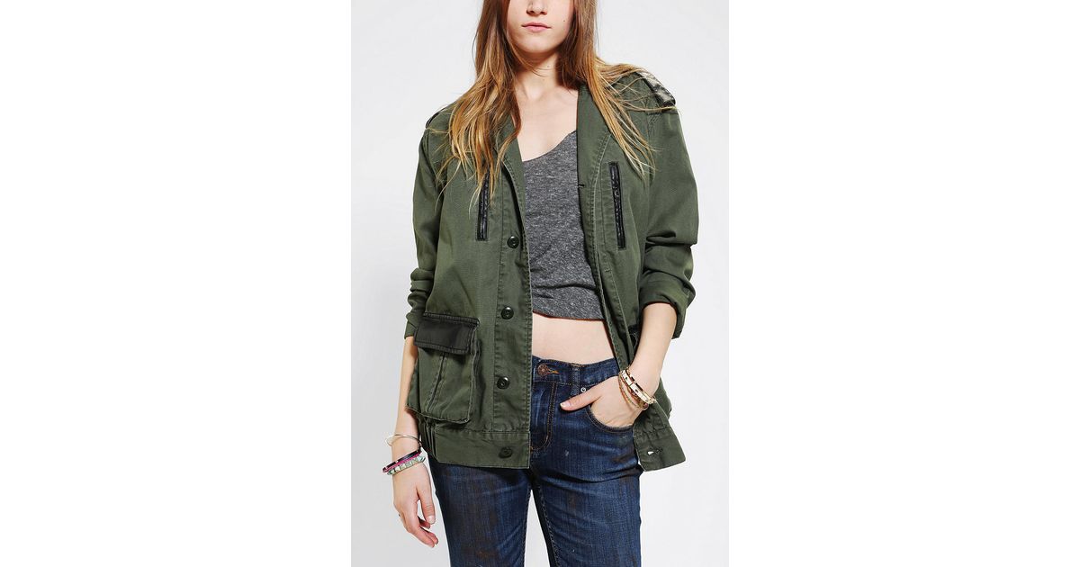 Lyst - Urban Outfitters Leather Trim Surplus Jacket in Green for Men