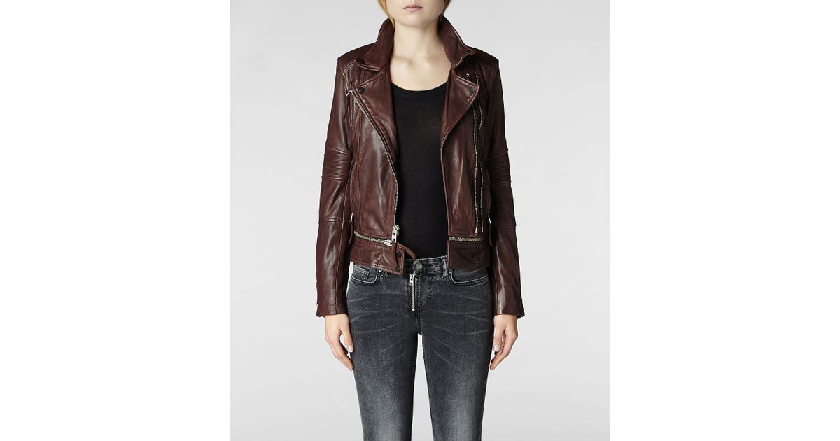 Allsaints Brown Assembly Leather Biker Jacket