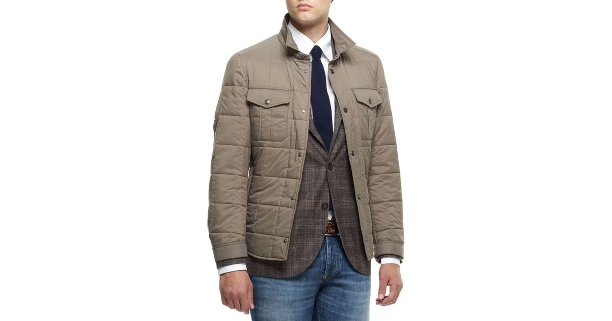 Lyst - Brunello Cucinelli Quilted Nylon Short Jacket in Brown for Men