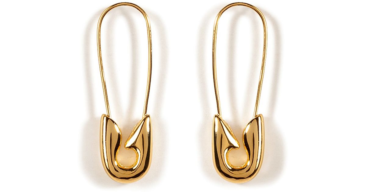 Lyst Tom Binns 24kt Goldplated Small Safety Pin Earrings In Metallic