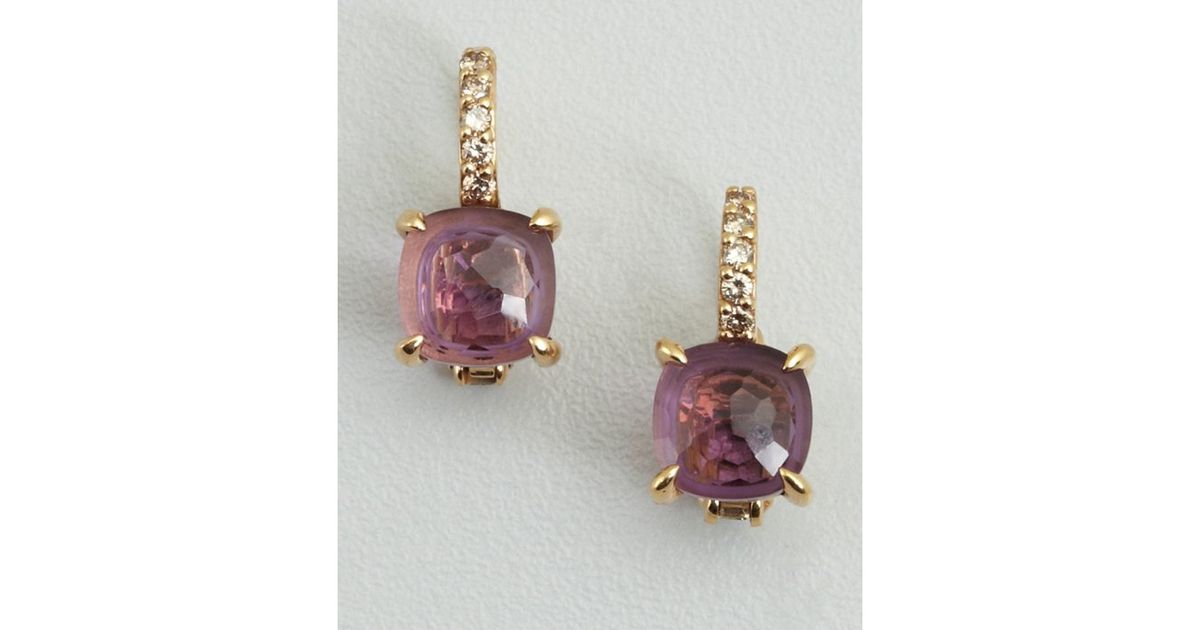 Lyst Pomellato Gold And Amethyst Diamond Estate Earrings In Metallic
