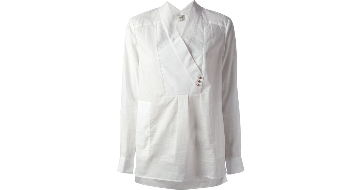 white cross over blouse