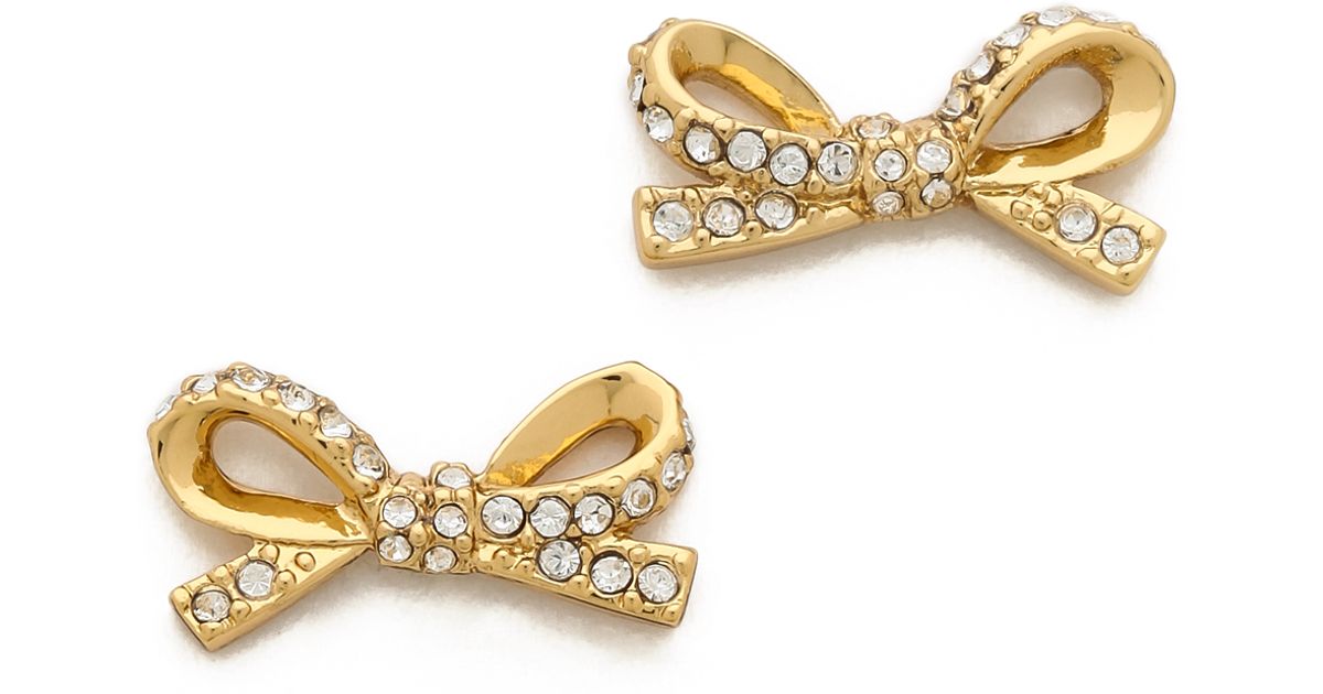 Lyst Kate Spade New York Skinny Mini Pave Bow Stud Earrings In Lyst Kate Spade New York Skinny Mini Pave Bow Stud Earrings In Metallic