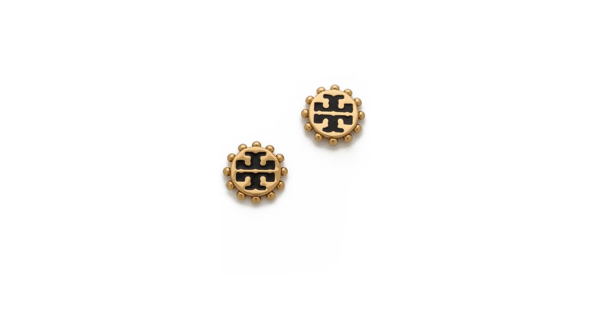Lyst Tory Burch Winslow Logo Post Earrings In Black
