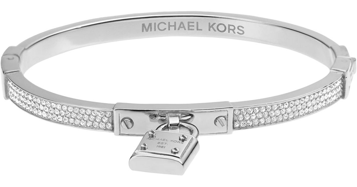 Lyst Michael Kors Pave Hinge Padlock Bangle In Metallic