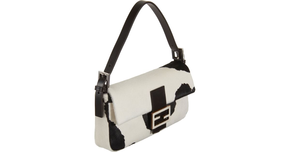 Fendi Calf Hair Cow Print Baguette Bag Lyst